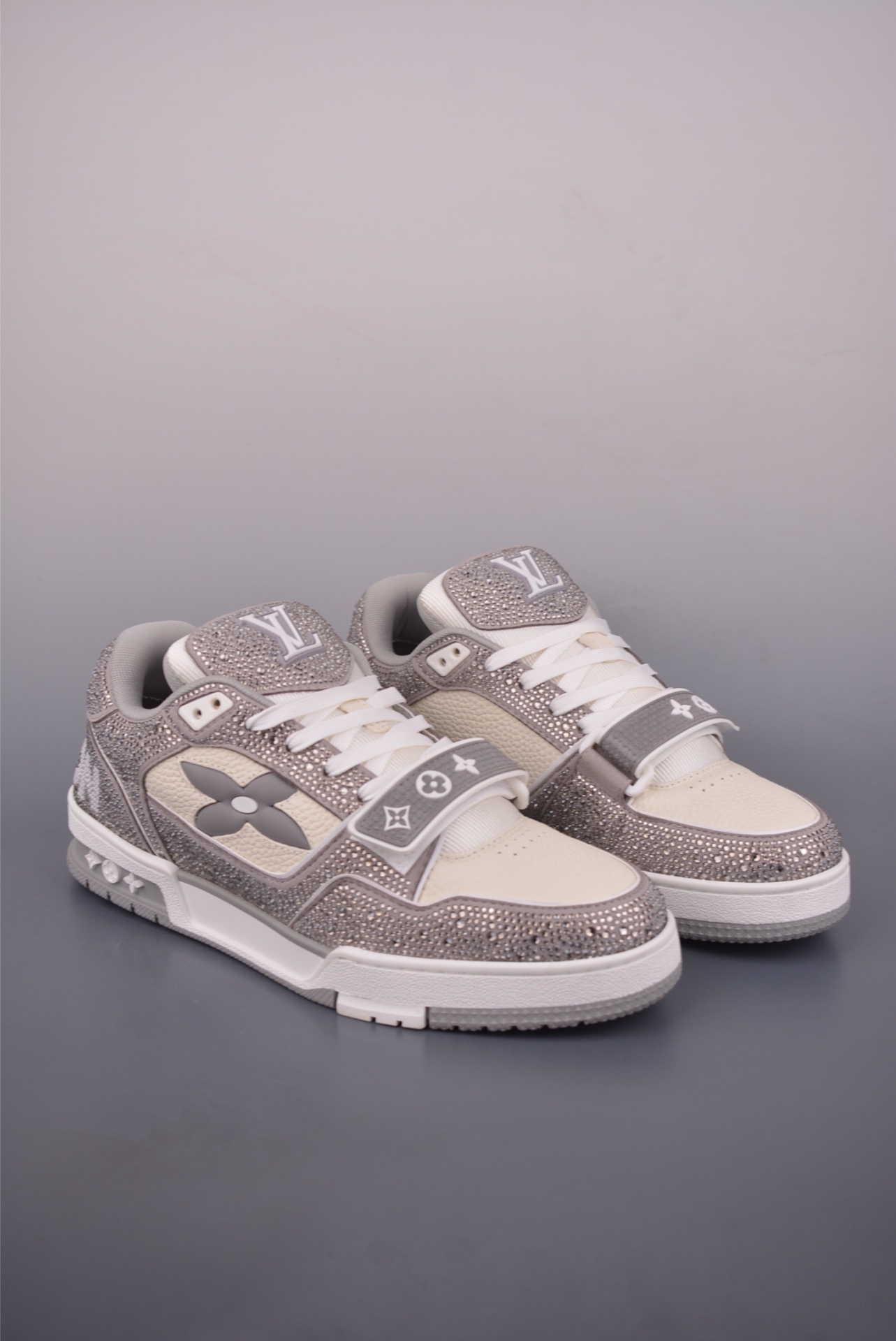 Louis Vuitton LV Trainer — Argento strass / Bianco