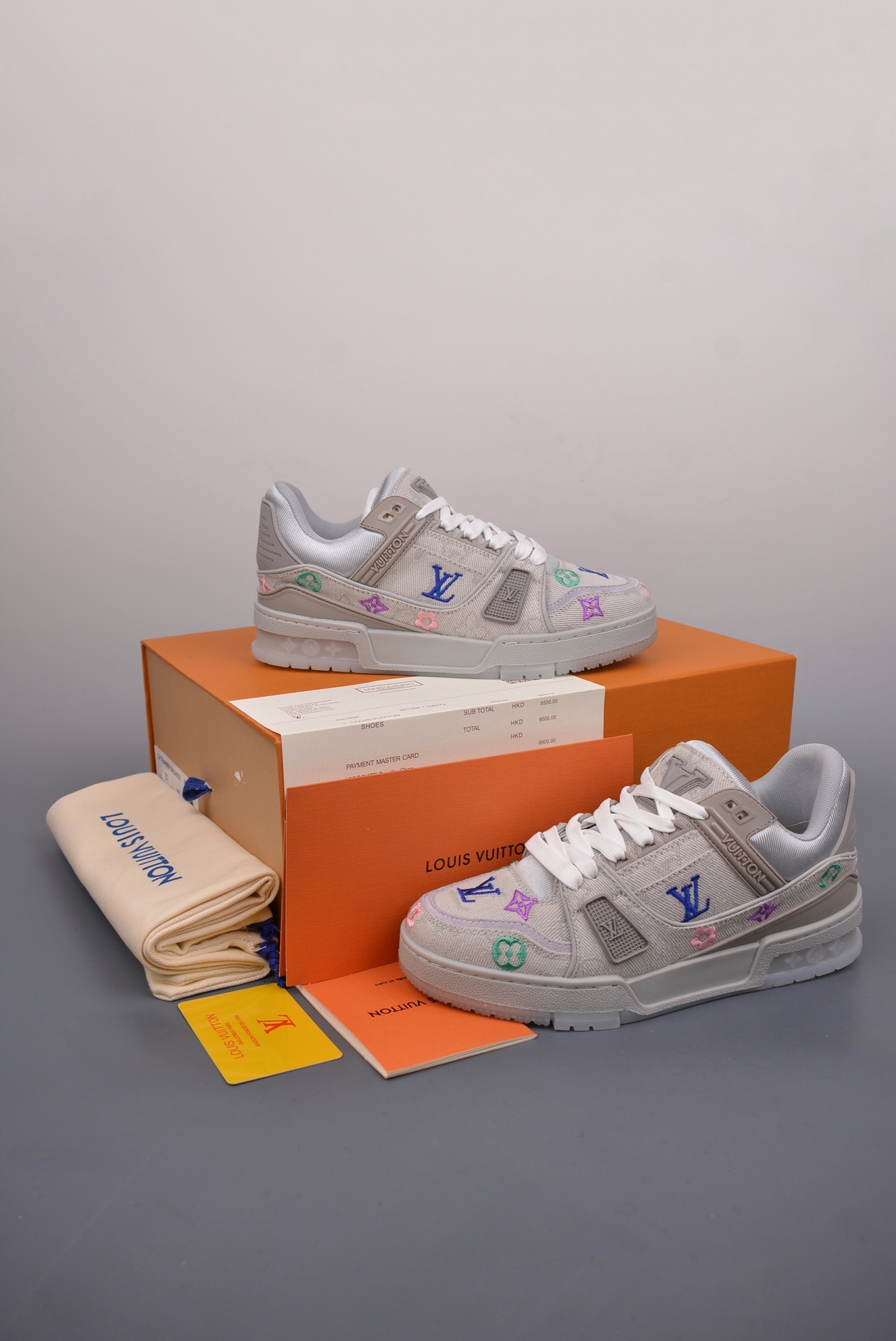 Louis Vuitton LV Trainer Sneaker Low — Denim Grigio / LV Jacquard Multicolor — 1A7S54 — foto 2