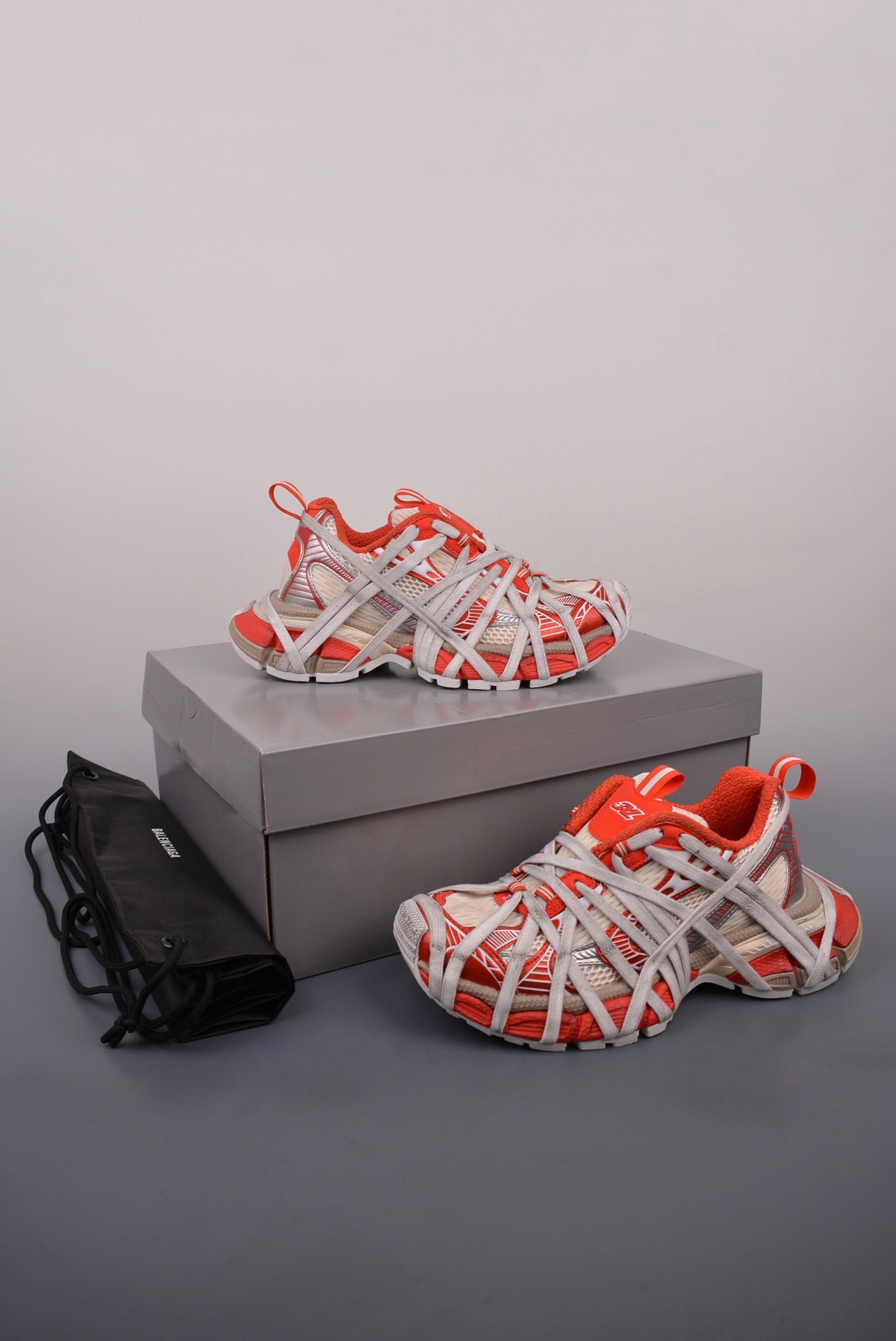 Balenciaga Phantom Sneaker — White / Red — Distressed
