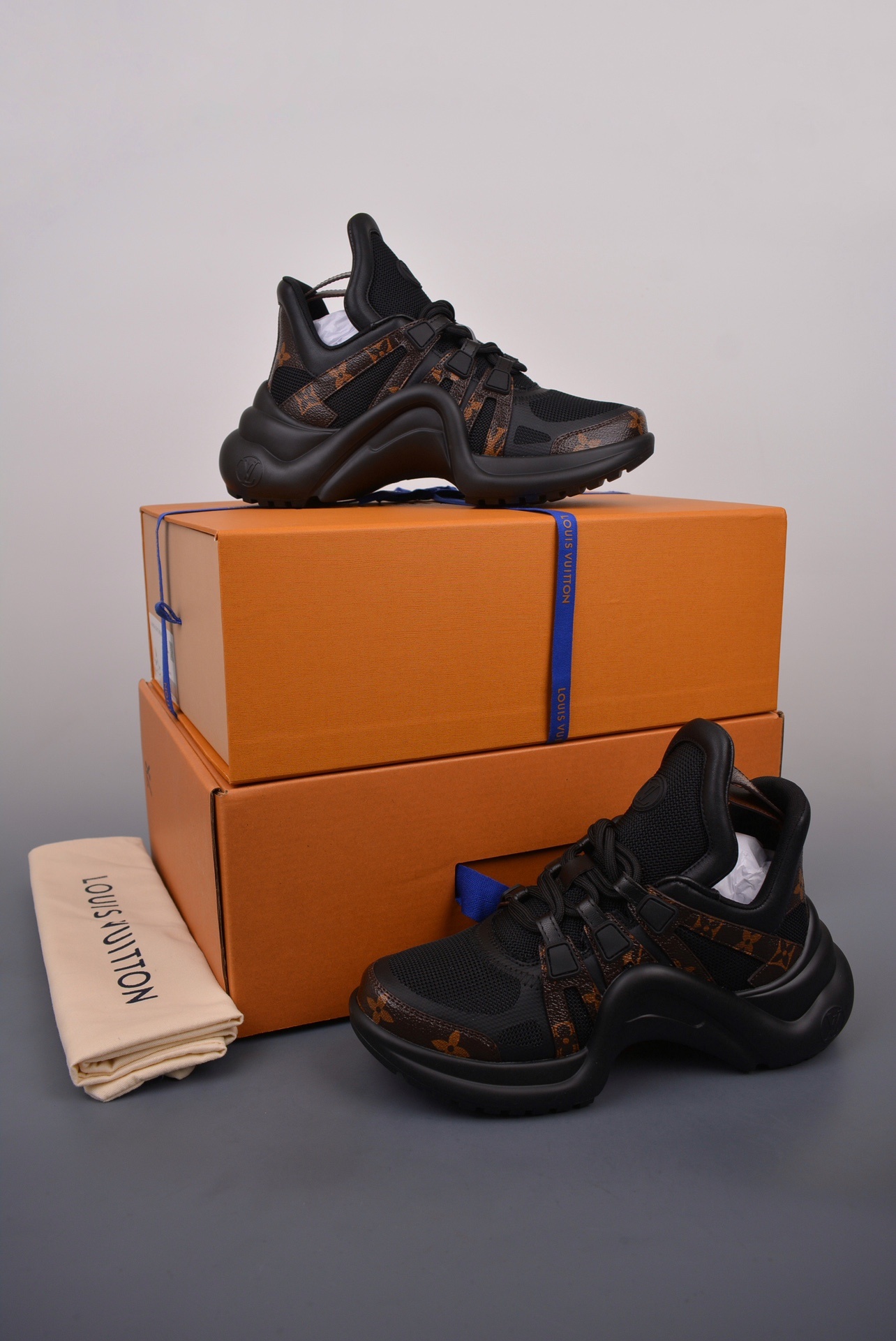 Louis Vuitton Archlight Sneakers — Nero / Mesh & Monogram Marrone — codice da verificare — foto 2