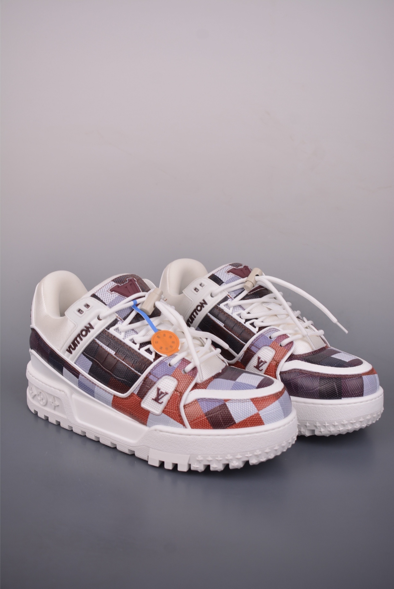 Louis Vuitton LV Trainer Maxi — White / Brown / Orange — 1AD7T2