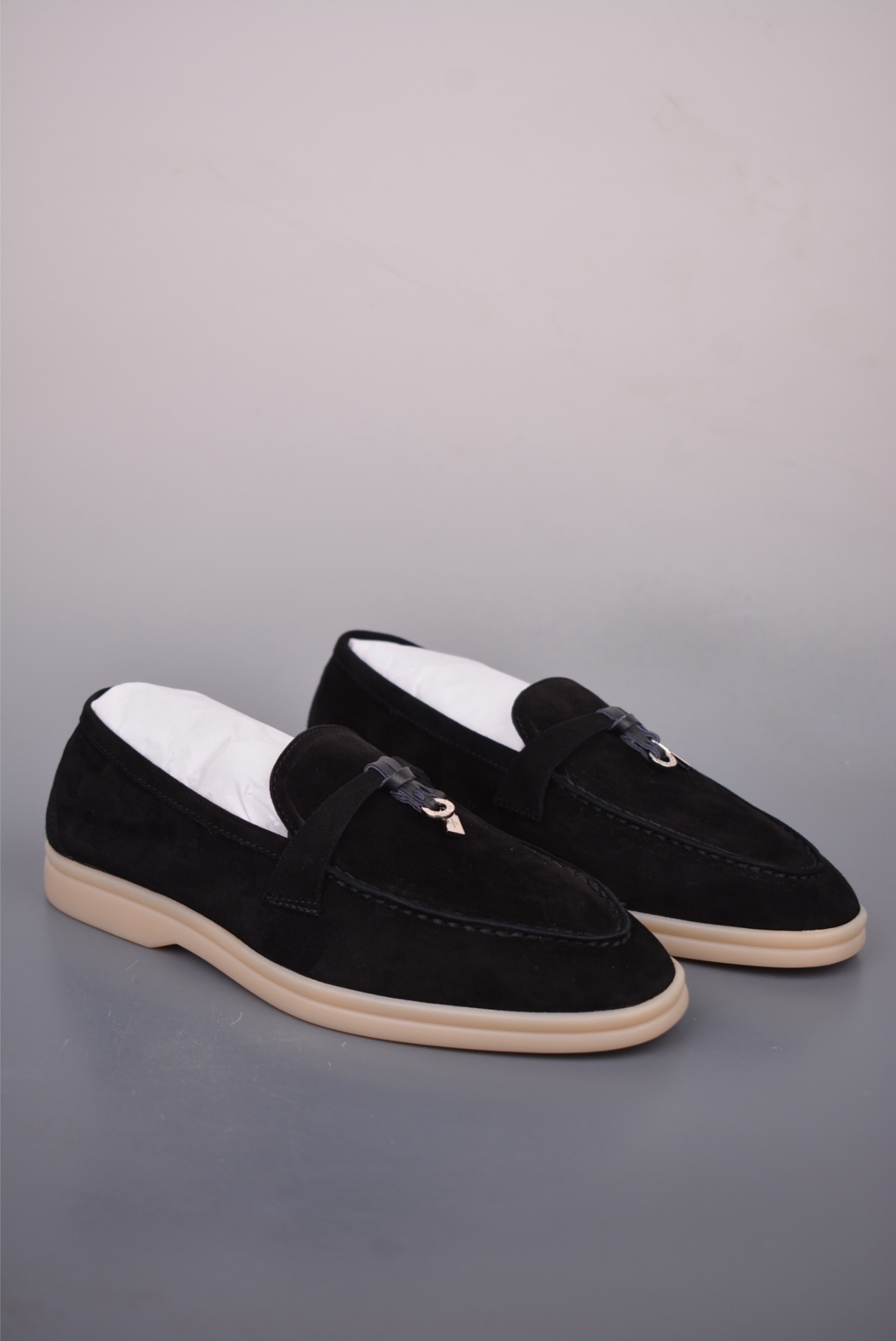Loro Piana Loro Piana Summer Charms Walk Loafers — Caviar — FAE5444_MB97