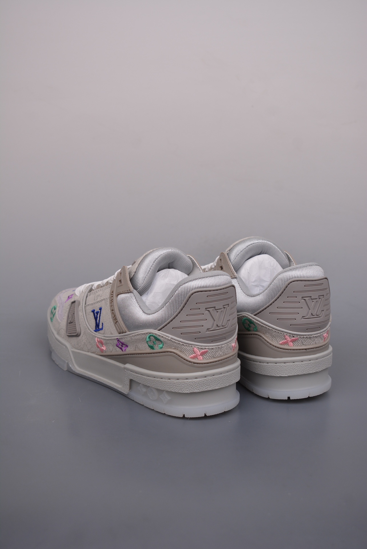 Louis Vuitton LV Trainer Sneaker Low — Denim Grigio / LV Jacquard Multicolor — 1A7S54 — foto 3