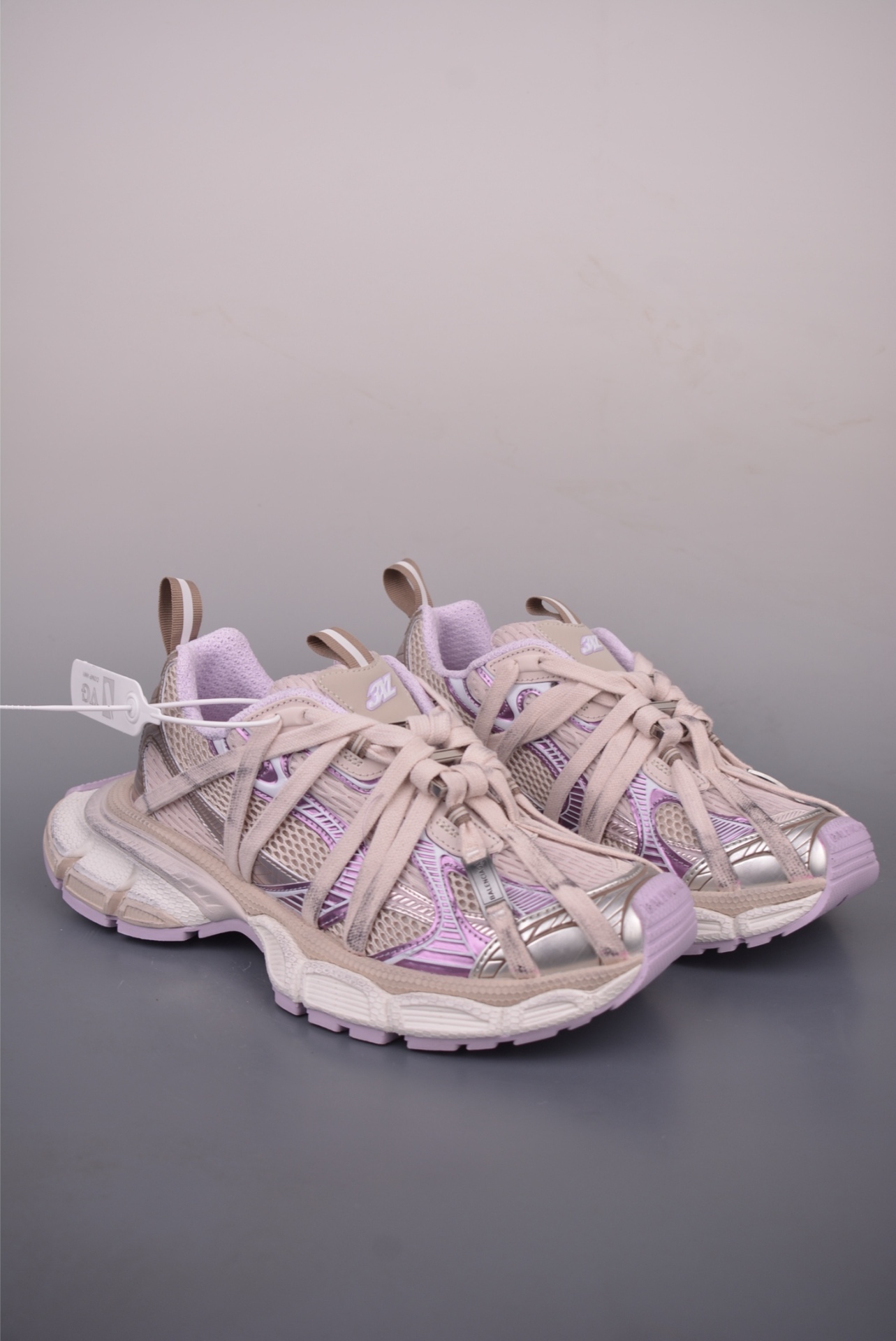 Balenciaga 3XL Extreme Lace Sneaker — Light Purple / Beige / Silver — 825601 W3XCH 9250