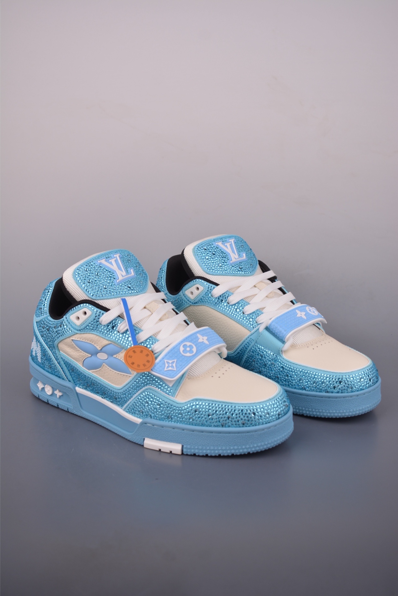 Louis Vuitton LV Trainer — Azzurro strass / Bianco